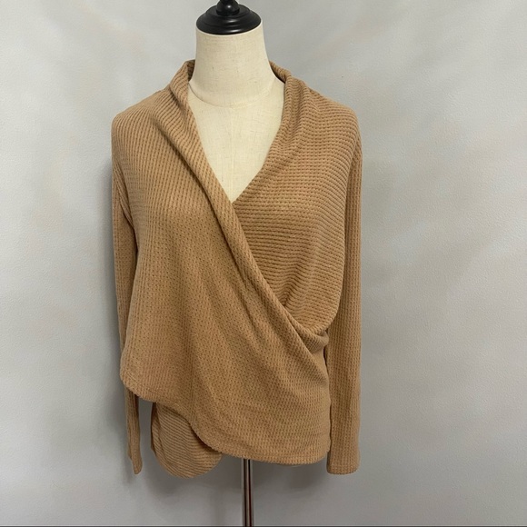 1.State Waffle Knit Cross Front Top In Wild Oak Size Small New With Tag - Picture 4 of 13